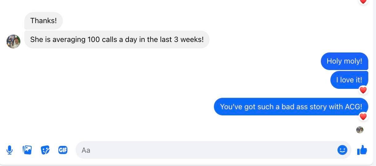 Message from the Climatisation ACG owner about daily leads.