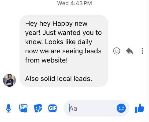 Message from the Climatisation ACG owner about lead quality.
